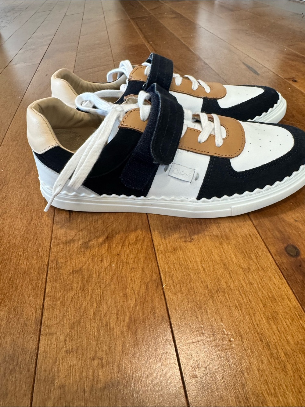 Chloe White, Black & Tan Casual Sneakers - Fashionable Everyday Shoes